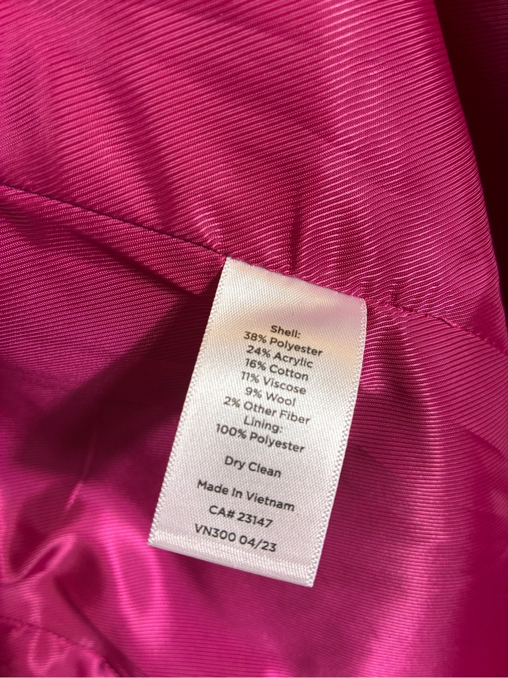 Talbots Fuschia Military Long Coat Size 4 - Picture 9 of 9